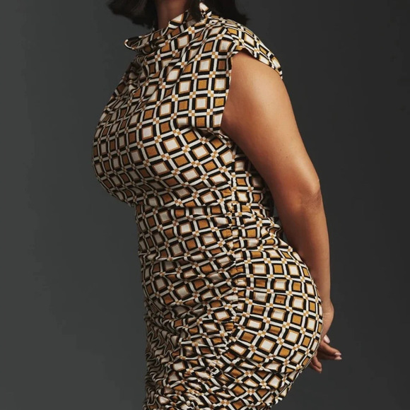 NWT Anthropologie Maya Ruched Cowl Neck Mini Dress 1X - Picture 4 of 9